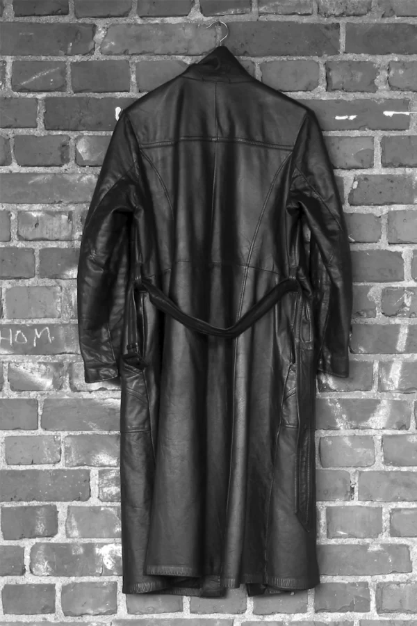 Leather jacket on a hanger in the warehouse